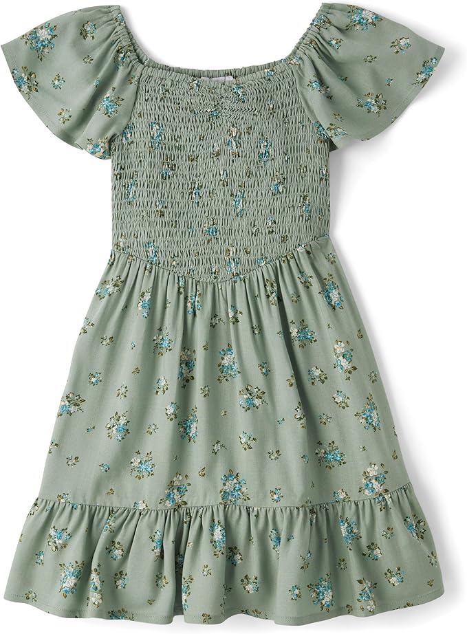 The Children's Place girls Floral Smocked Babydoll Dress