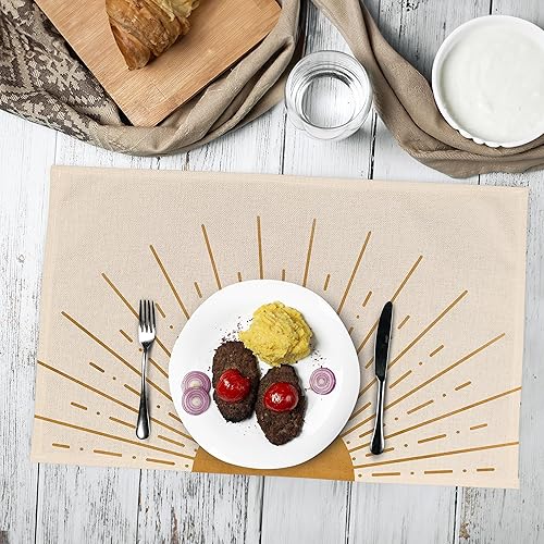 Miniatura 4 de Juego de 4 manteles individuales bohemios, manteles individuales abstractos de estilo bohemio para decoración de mesa de comedor, 12 x 18 pulgadas,