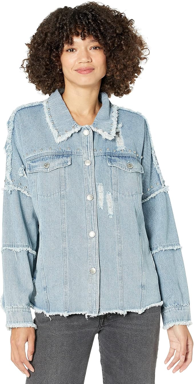 Studded Denim Jacket Denim Blue LG 