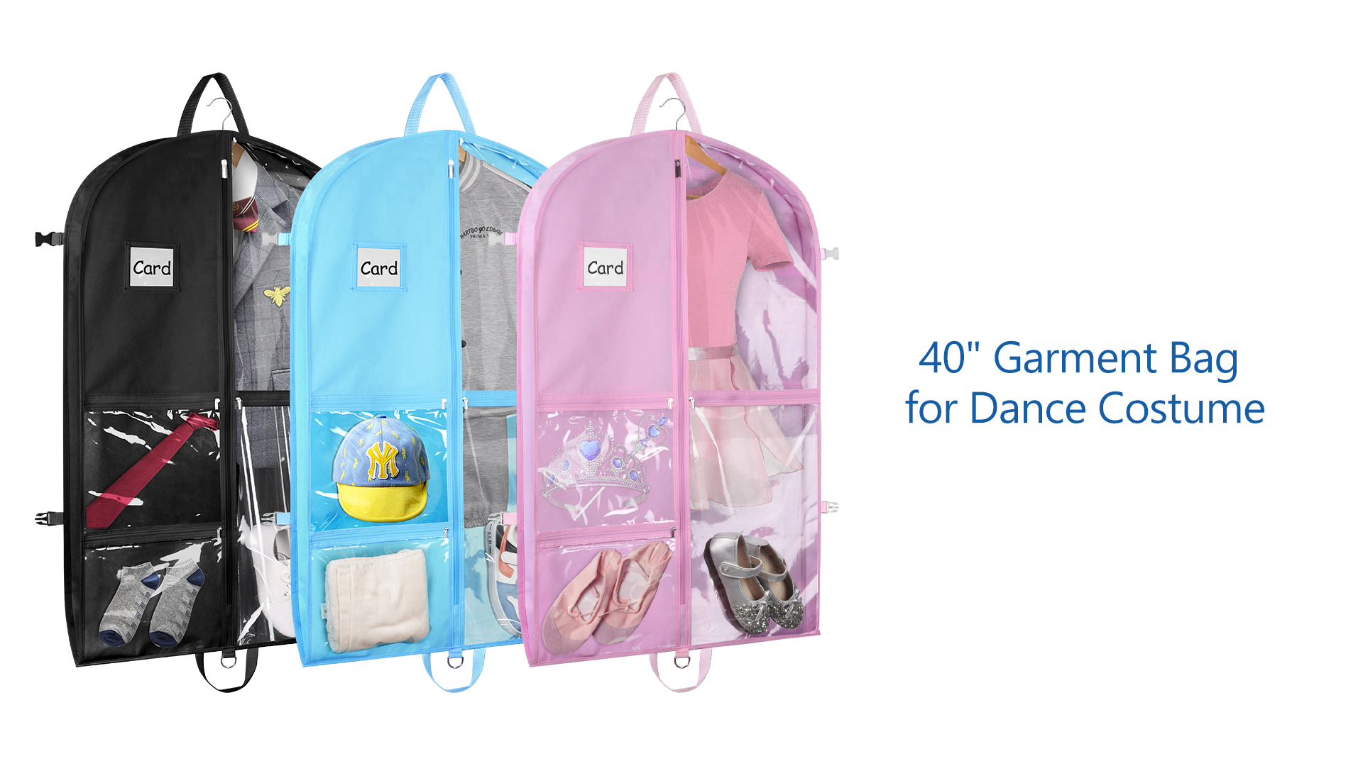 Clear Garment Dance Costume Bags With Pockets Garment Bag Clear