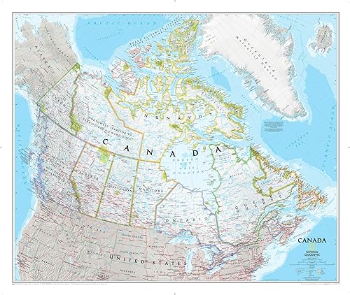 Miniatura 1 de National Geographic Mapa de pared bilingüe político clásico de Canadá - 38 x 32 pulgadas - Impresión de calidad artística