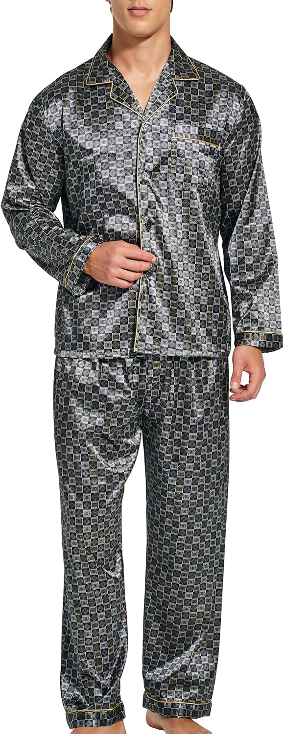 DESIGN - Superzachte pyjamaset van overhemd met lange mouwen en broek in crème met