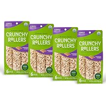 Friendly Grains - Crunchy Rollers - Organic Rice Snacks, Crispy Puffed Rice Rolls, Healthy Snack Rolls for Adults and Kids - Cinnamon Churro - 4 Packs of 6
