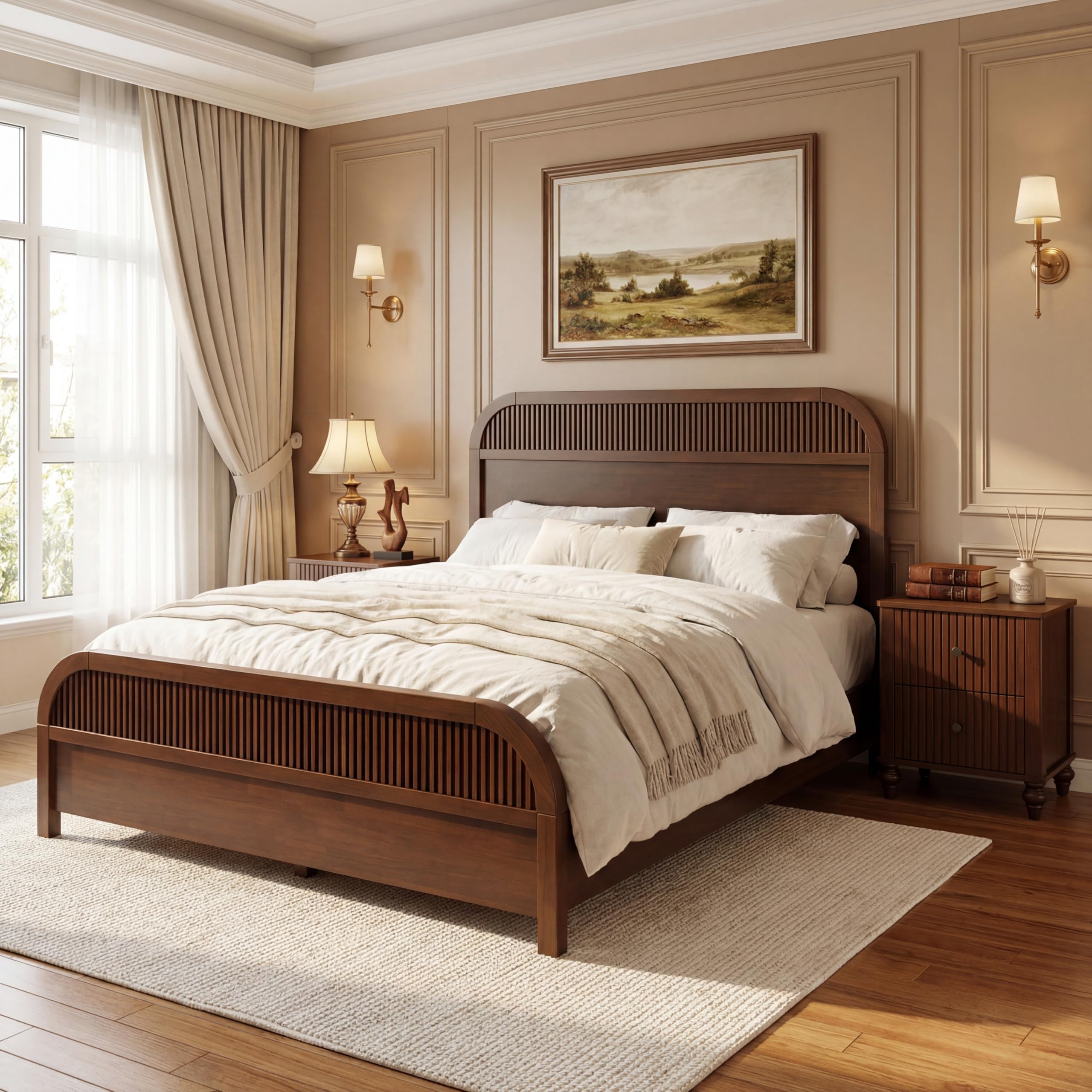 Photo 1 of Christopher Knight Home Queen Size Wooden Bed Frame with Headboard, Wenge Finish Platform Bed, Solid and Manufactured Wood, No Box Spring Needed, 550 lbs Capacity
