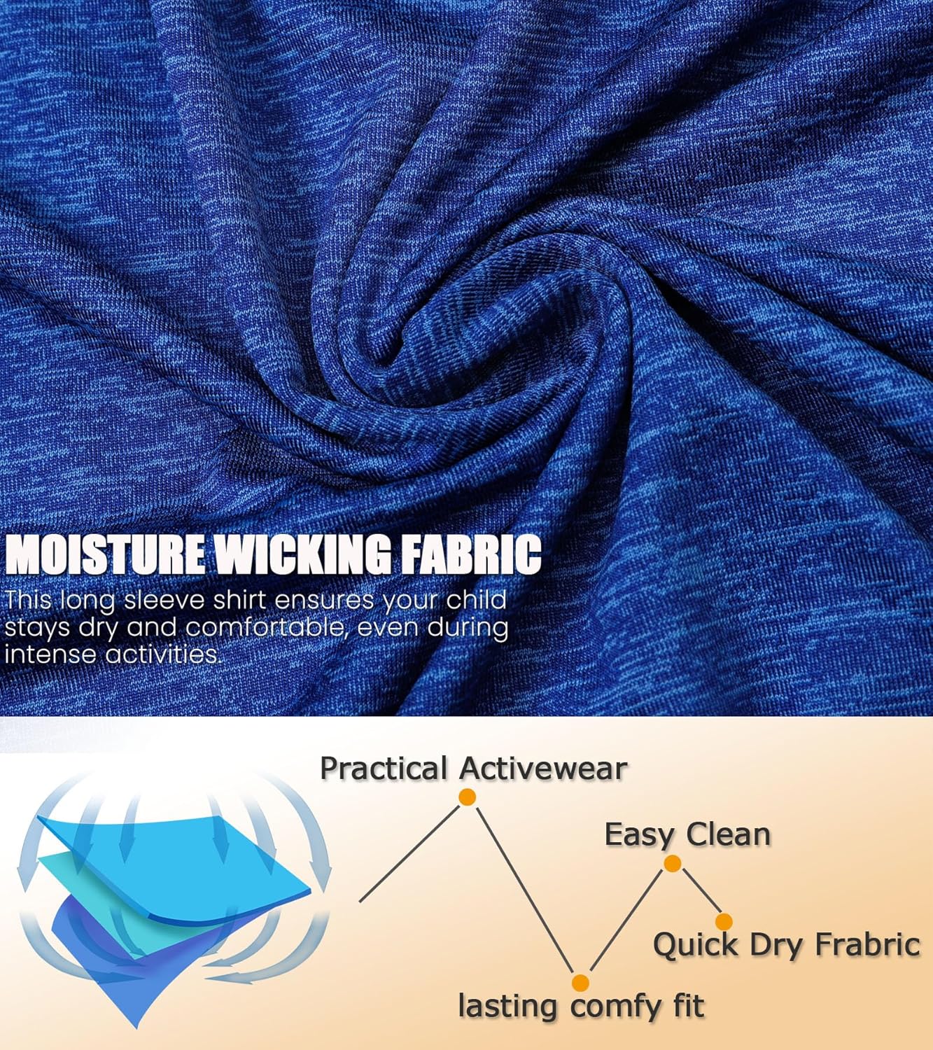 4 Pack Boys&Girls Athletic Quick Dry Long Sleeve Kids Performance Activewear T-Shirt for Youth - Image 6