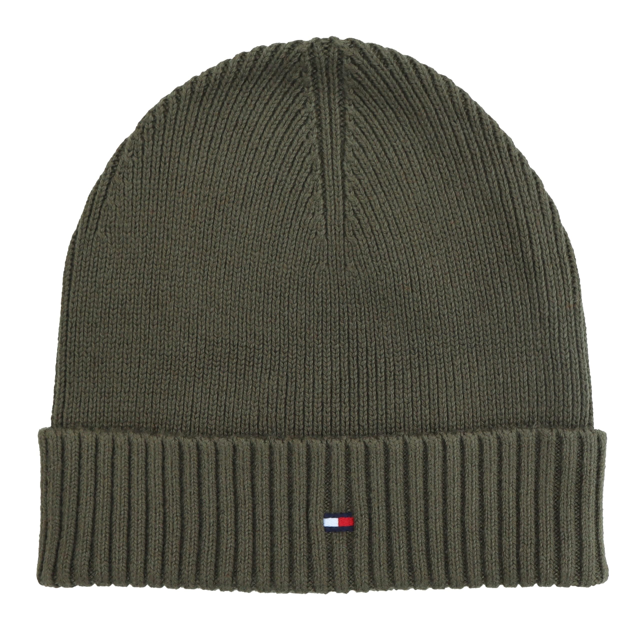 Tommy Hilfiger Unisex Green Knitted Cotton Cashmere Beanie Army One Size
