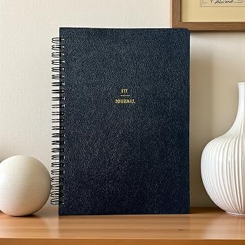Difference Introduction 4 Month Target and Exercise Planner Notebook, A5 Spiral, 132 Pages, Artificial Leather Cover | Fit Journal (Navy Blue)