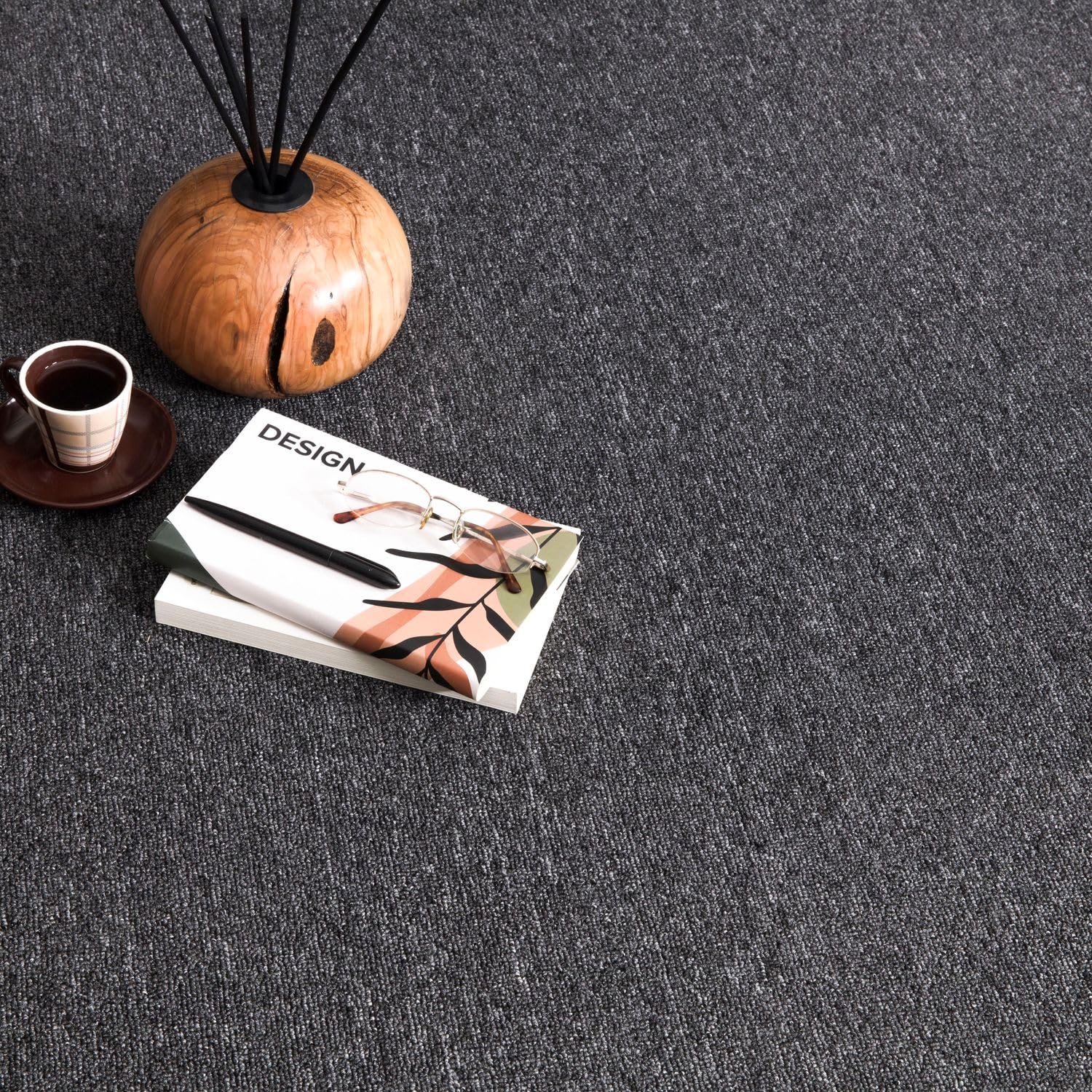 TT Home Waschbarer Wohnzimmer Teppich Esszimmer Kurzflor Unifarben Melierte Optik Modern, Farbe:Anthrazit, Größe:160x220 cm