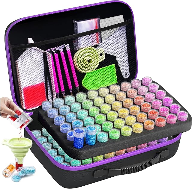 ARTDOT Diamond Painting Storage Boxes, 120 Slots Bead Storage with 5D Diamond Art Accessories and Tools Kit