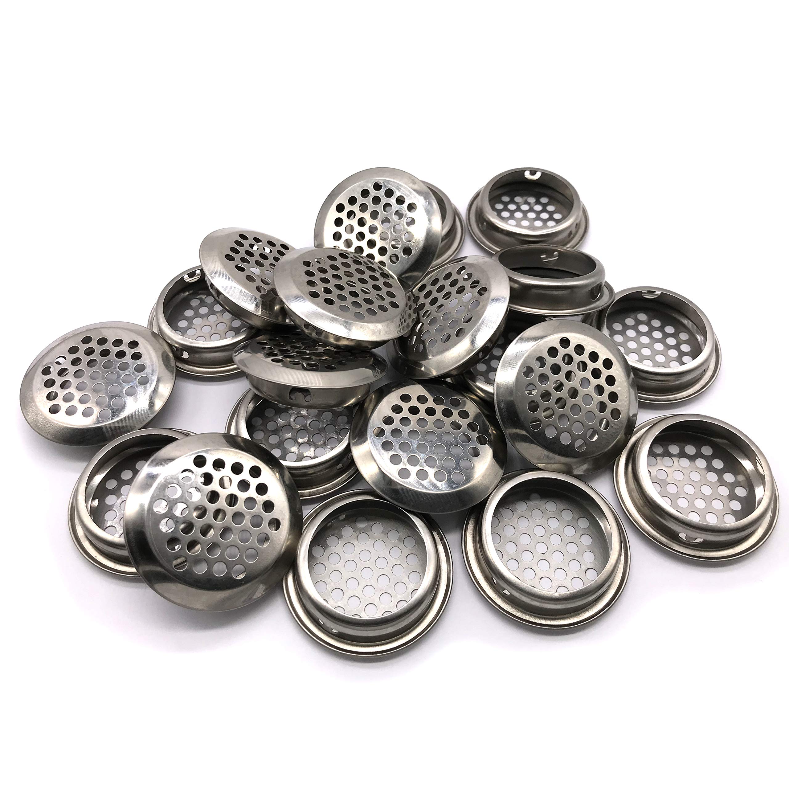 Nacx Silver 20Pcs Air Vents 35Mm Circular Soffit Vent Stainless Steel Round Vent Mesh Hole Louver For Kitchen Bathroom Cabinet Wardrobe