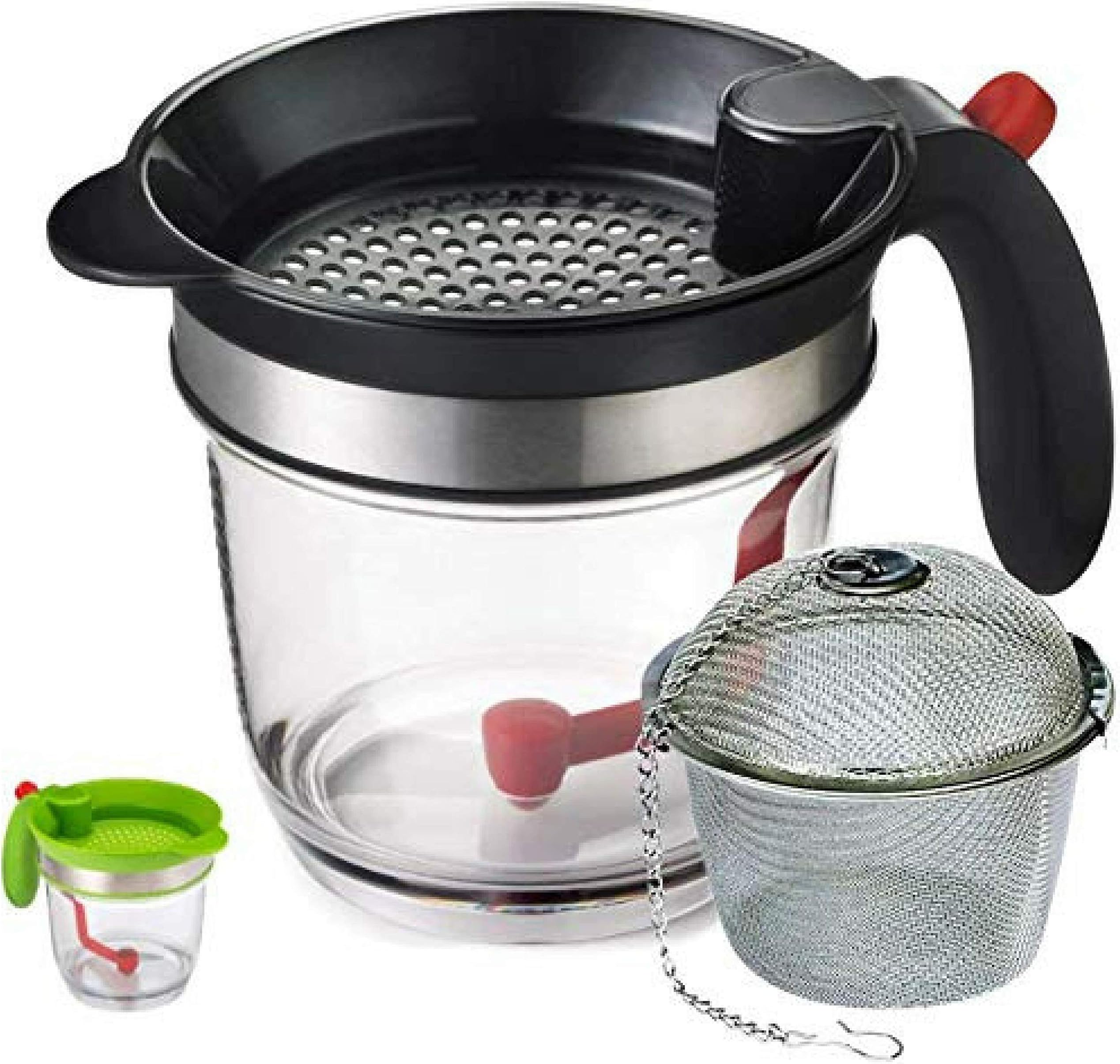 JGS Gravy & Fat Separator with Bottom Release - 4-Cup Measuring Cup with Strainer