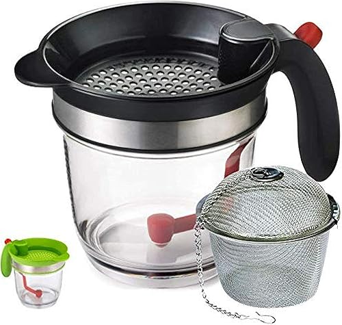 JGS - Separador de salsa y grasa con liberación inferior, taza medidora de 4 tazas con colador