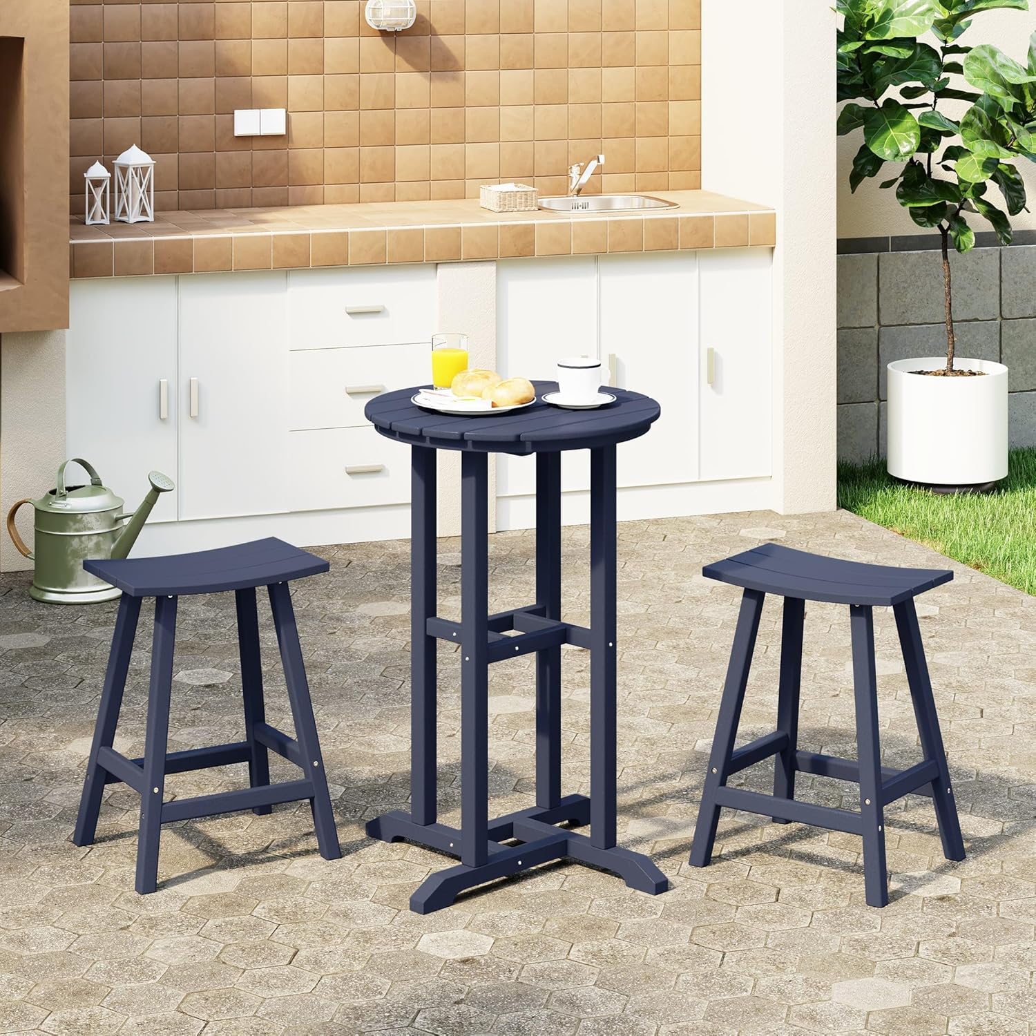 WestinTrends Malibu Outdoor Patio Counter Height Bar Stools Bistro Bar Table Set