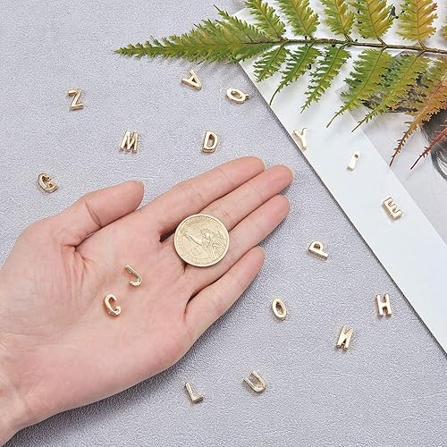 Miniatura 4 de LiQunSweet 26 cuentas sueltas de aleación de metal chapado en oro para collar con inicial, pulsera, aretes, joyería, decoración, manualidades, 0.39