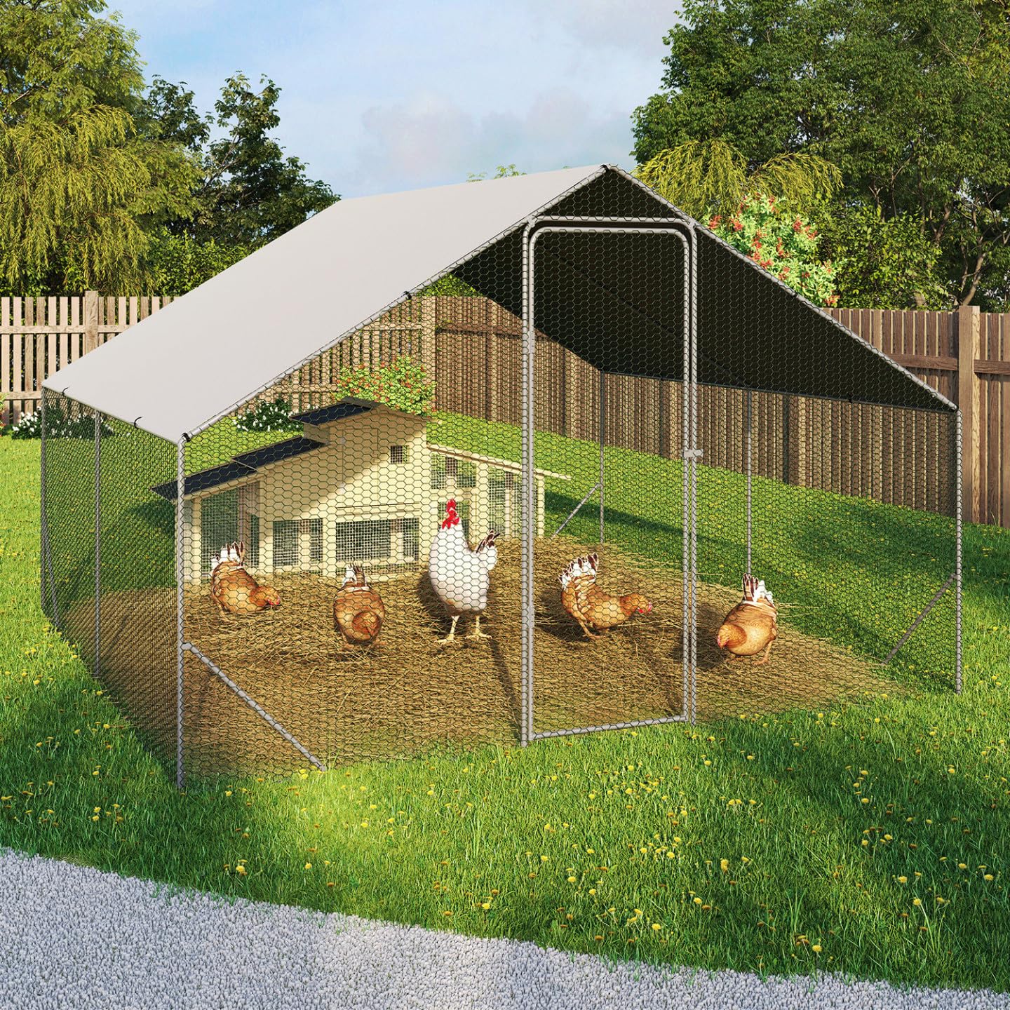 IDMarket – Recinto per pollaio 9 m² Parco a rete 3x3 M Acciaio galvanizzato