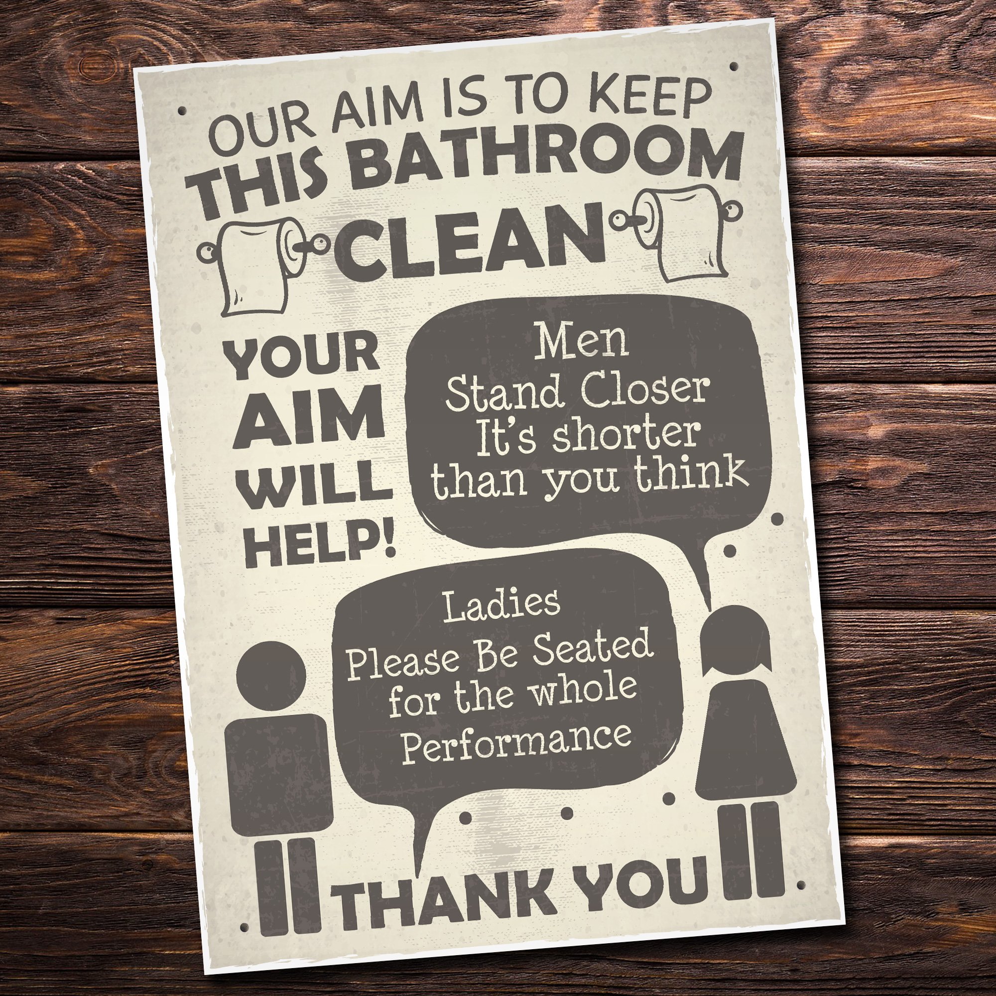 Red Ocean Funny Bathroom Sign Toilet Door Plaque Loo Wall Gentlemen Ladies Shabby Chic Home Decor