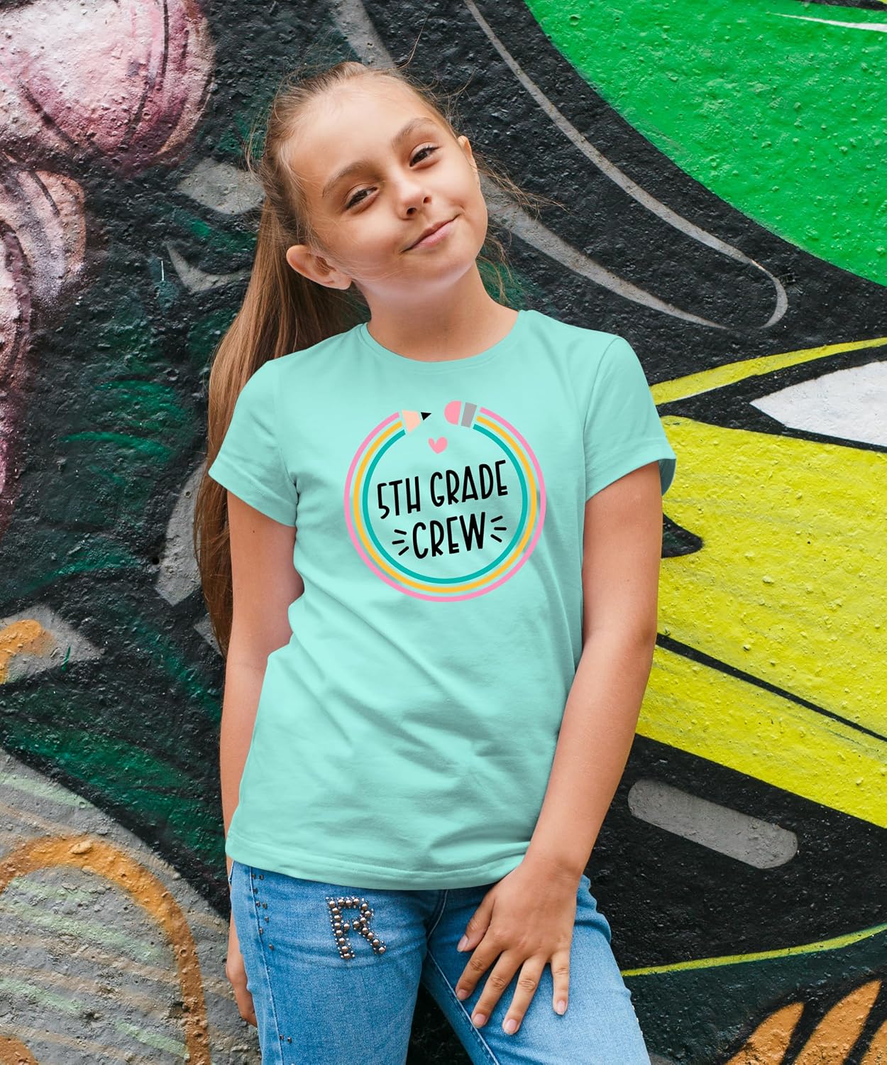 Olive Loves Apple 5th Grade Crew Back to School Gift 1st Day of School Pencil Shirts