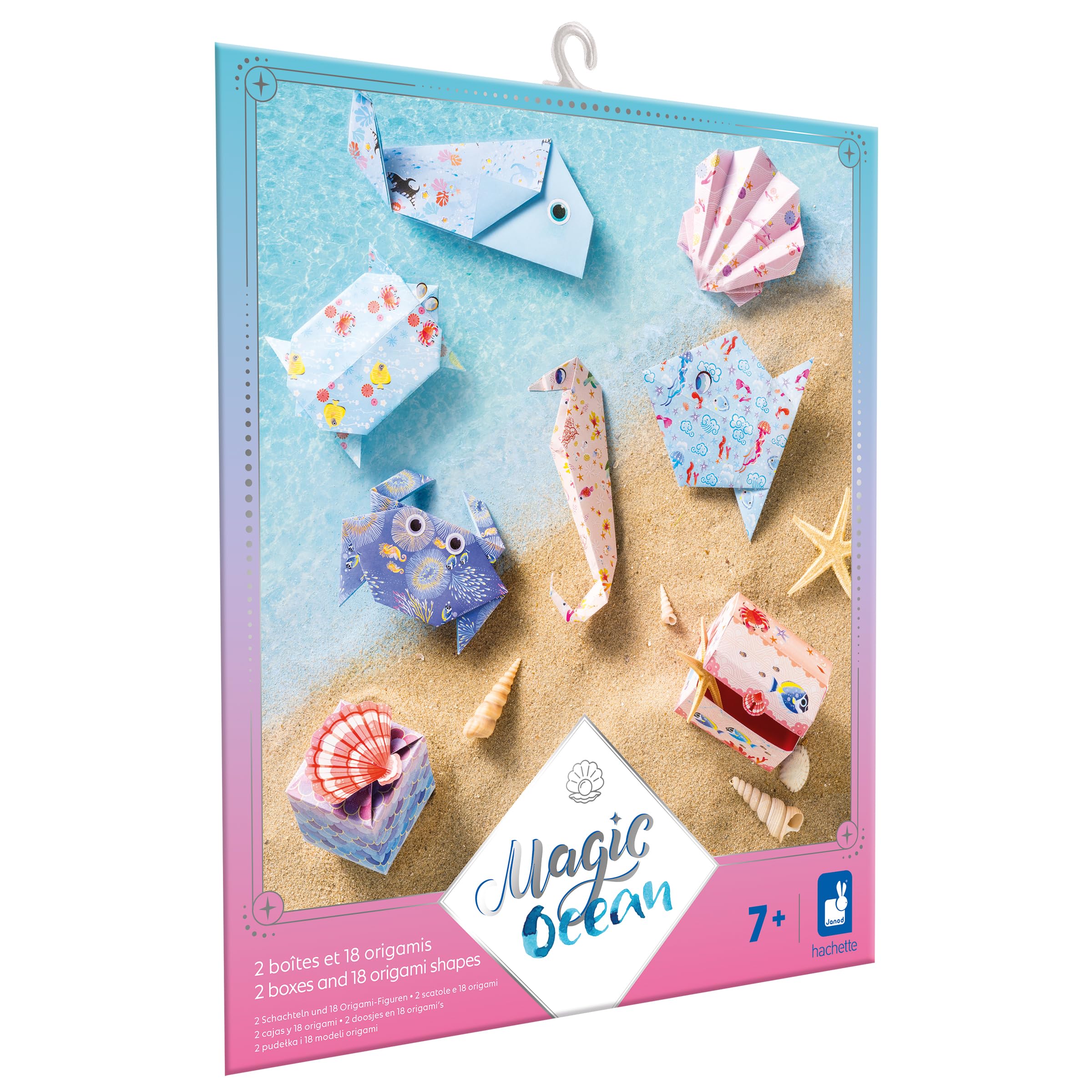 Janod, Origamis, Ocean Theme, 20 Origamis to Make, Magic Ocean, Children's Creative Leisure Kit