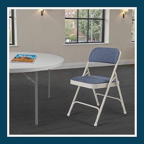 Miniatura 12 de OEF Furnishings Serie OEF2200 - Sillas plegables de doble bisagra acolchadas de tela de alta calidad para servicio pesado (paquete de 4, azul