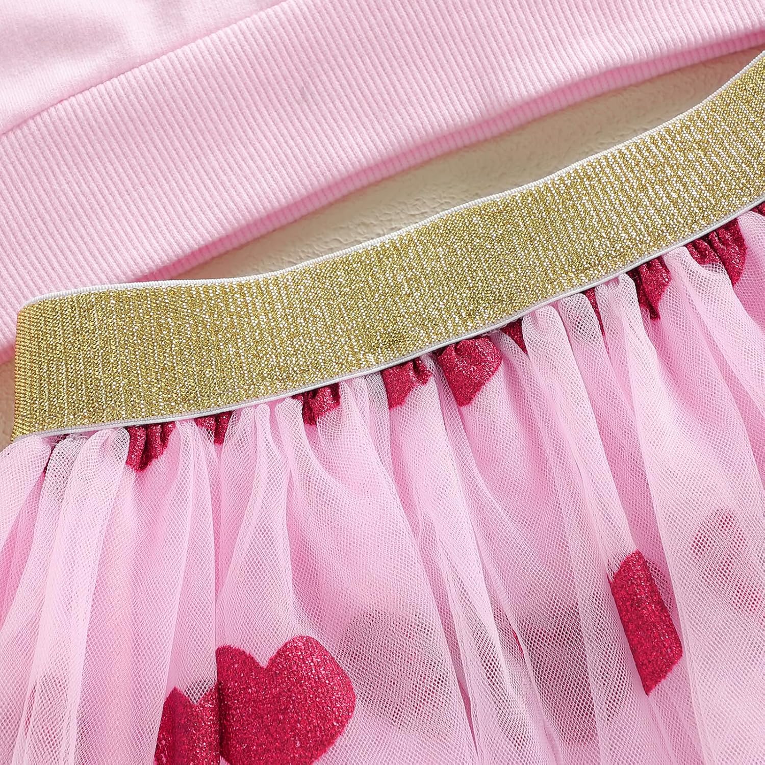 SAYOO Toddler Baby Girls Valentine's Outfits Be Mine and Bow Embroidery Sweatshirt Tops+Rainbow Tutu Skirt 2Pcs Clothes - Image 8