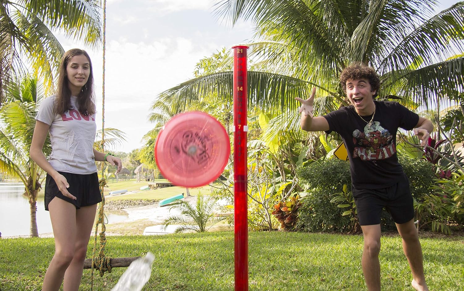 Water Sports Deluxe Light Up Pole Game with Frisbee Disc and Poles, Multi (810717)