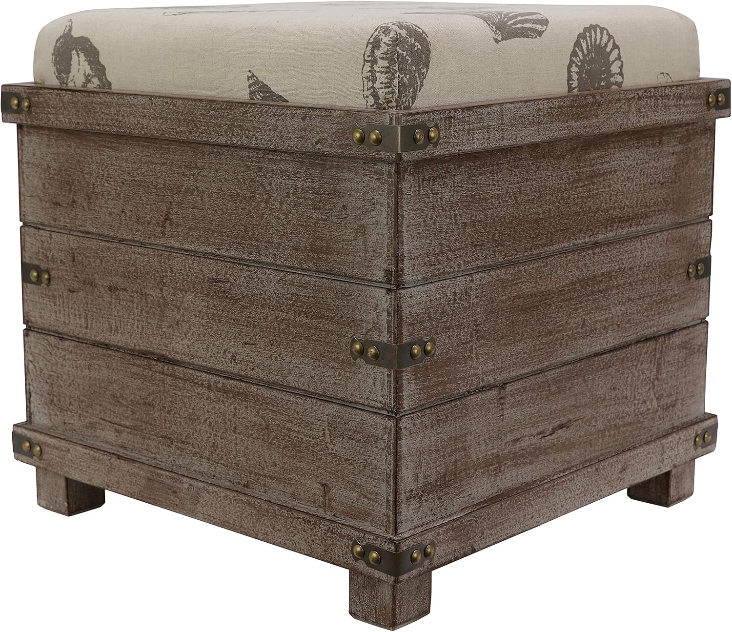 Decor Therapy Hadley Weathered Storage Ottoman, Barnwood