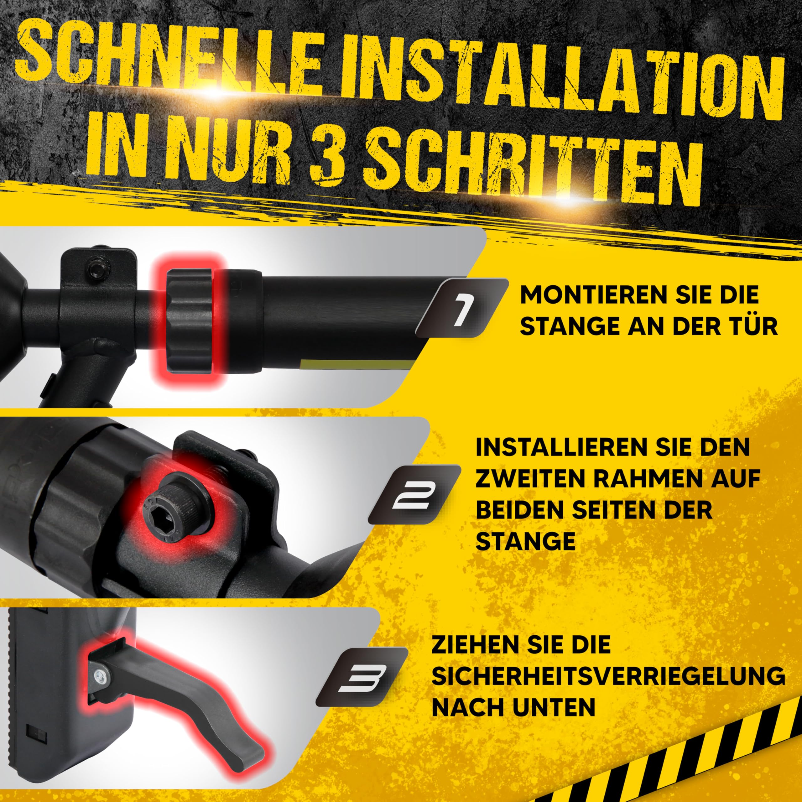 Klimmzugstange Türrahmen, Pull Up Bar, Oberkörper-Workout-Stange, Doppelte Sicherheitsverriegelung, Zwei-Wege-Unterstützung, Fitness-Krafttrainingsgerät