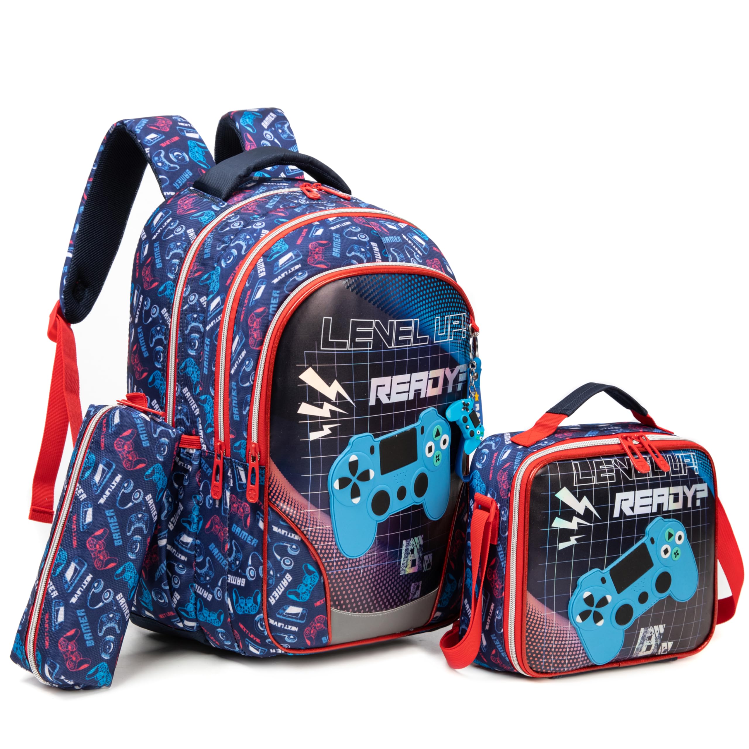 Zaino per bambini per ragazzi 43,2 cm 3PCS borsa scuola bambino viaggio regali adolescenti, Rosso-40420-yxsb, 17, Zaini da viaggio