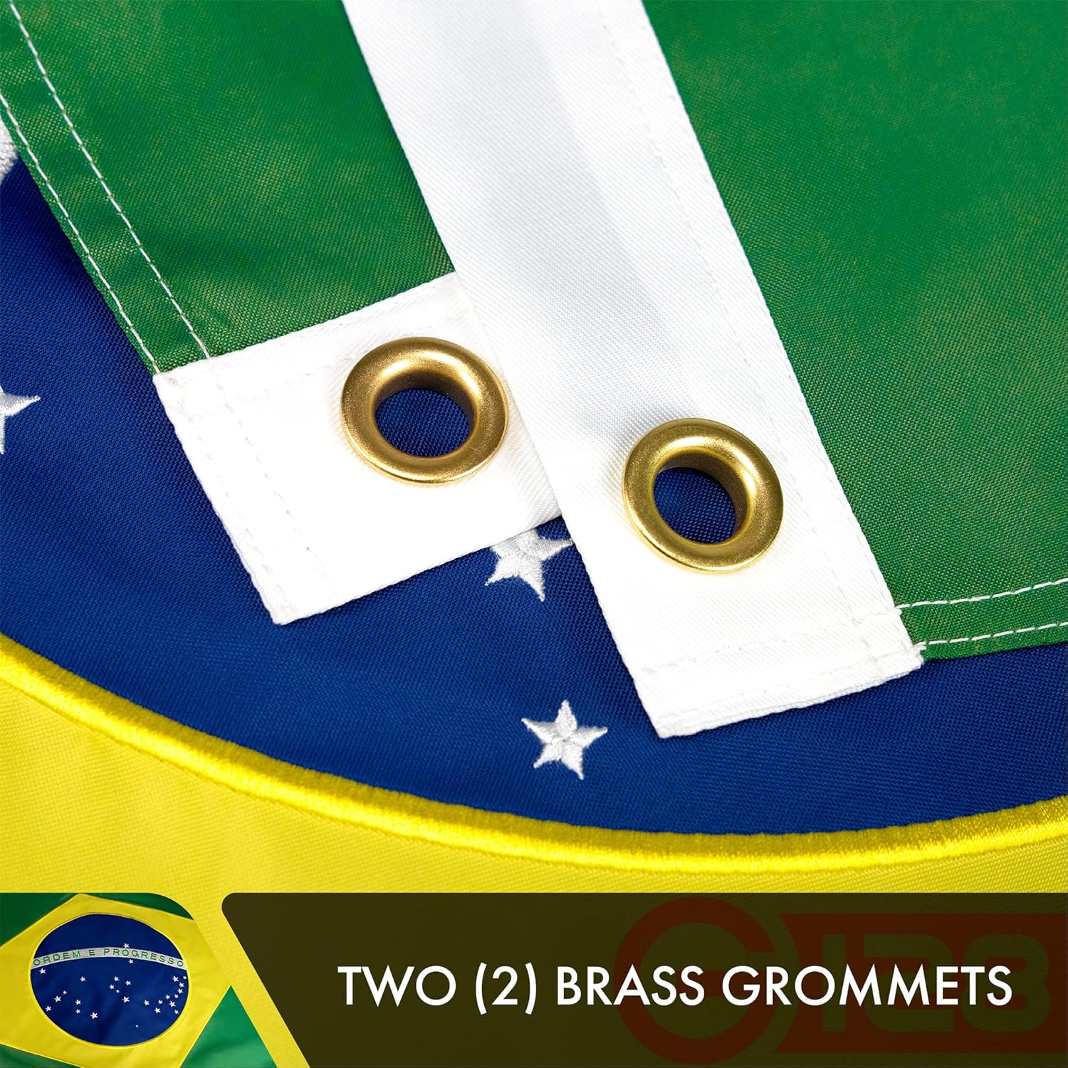 G128 Brazil Brazilian Flag | 3x5 Ft | Double ToughWeave Series Double Sided Embroidered 210D Polyester | Country Flag, Embroidered Design, Indoor/Outdoor, Brass Grommets, Heavy Duty, 2-ply