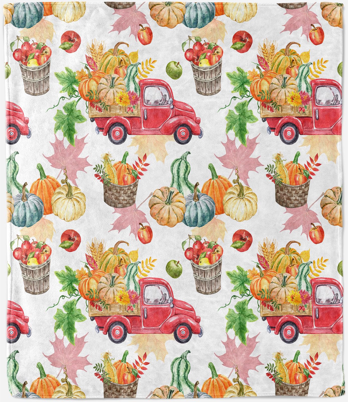ANHOPE Autumn Blanket Soft Lightweight Flannel Fleece Decorative Blanket for Couch Sofa Bed Harvest Truck Pumpkin Print Pattern All Season Throw for Kids Baby Toddler 100 x 130 cm