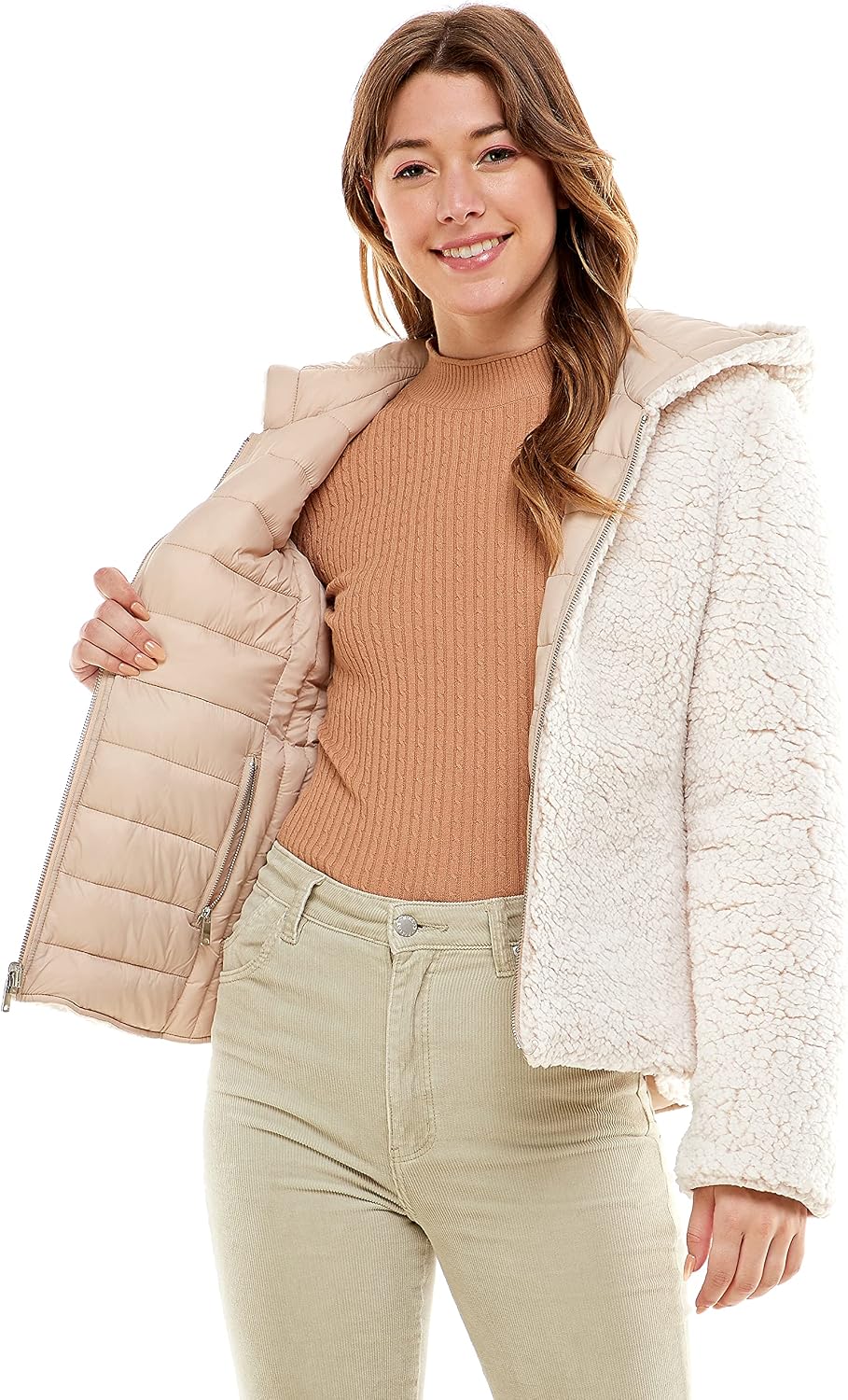 Fleece Hooded Sherpa Padded Outerwear 
