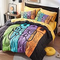Vista 24 de SLEEP ZONE Juego de edredón de 5 piezas para niños, tamaño individual, súper lindo y suave, ropa de cama para niños en una bolsa, juego de 5 piezas