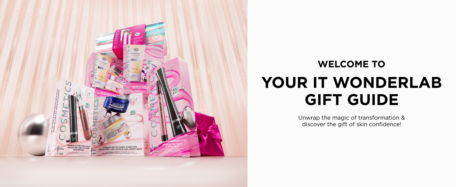 IT Cosmetics Unwrap Healthy Hydration Anti-aging Skincare Set, 3-Pc Holiday Giftset for Her - Confidence in a Cream Face Moisturizer (Full Size) & Gentle Facial Cleanser & Smoothing Eye Cream