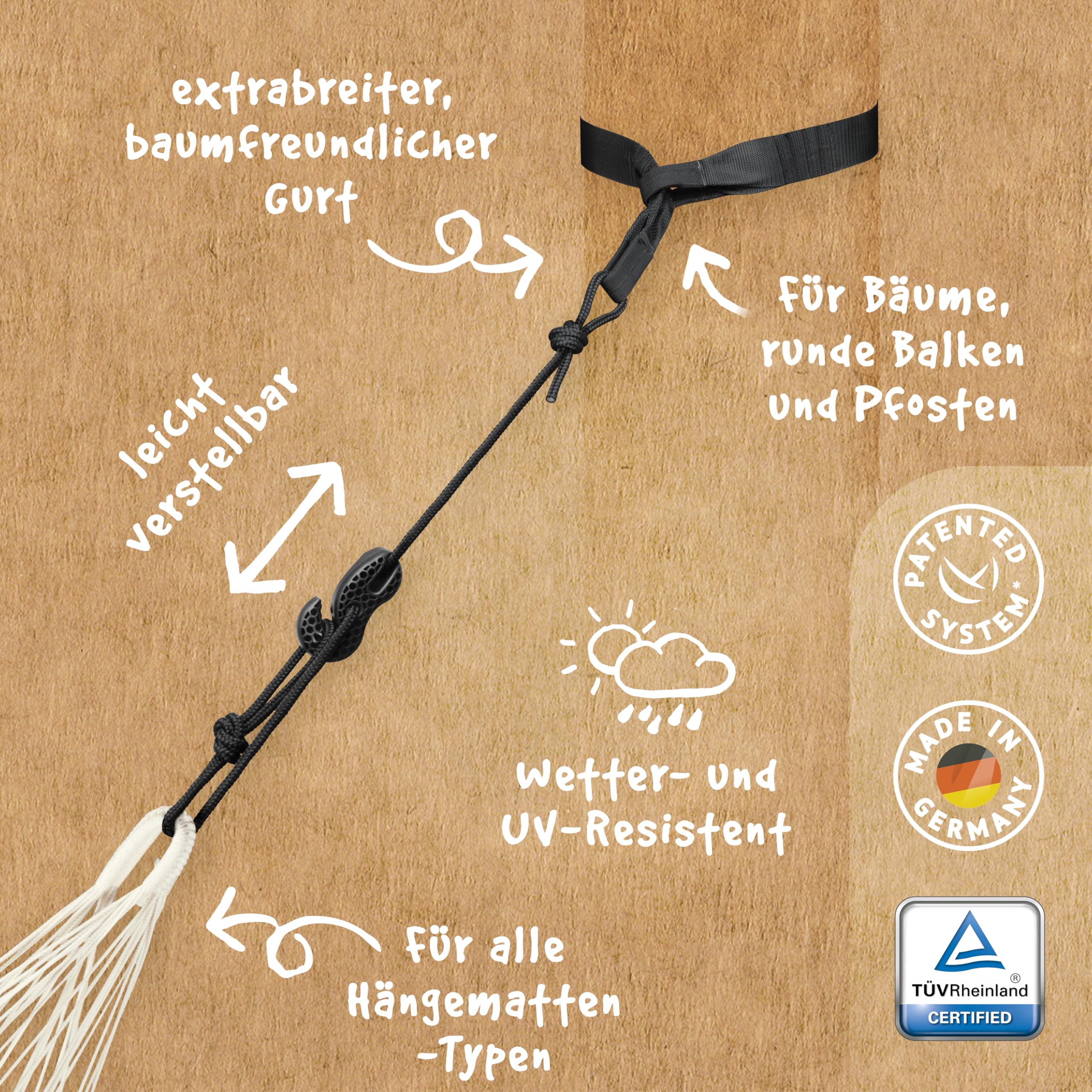 LA SIESTA® Modesta - Amaca semplice in cotone biologico e fissaggio ad albero e palo - Amaca esterna interna con cinghia - portatile amaca in cotone, tela di amaca, per giardino, balcone, piscina,