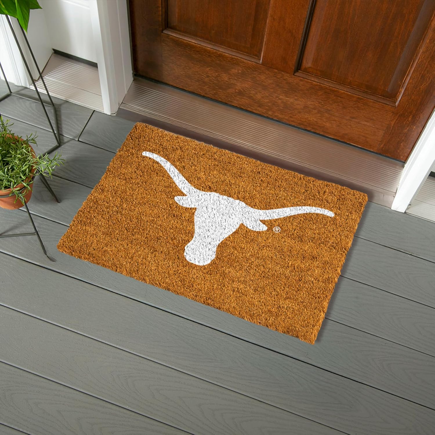 Team Sports America NCAA University of Texas College Personalized Coir Door Mat, 18 x 30 Inches Custom Name Doormat, Front Door Welcome Mats