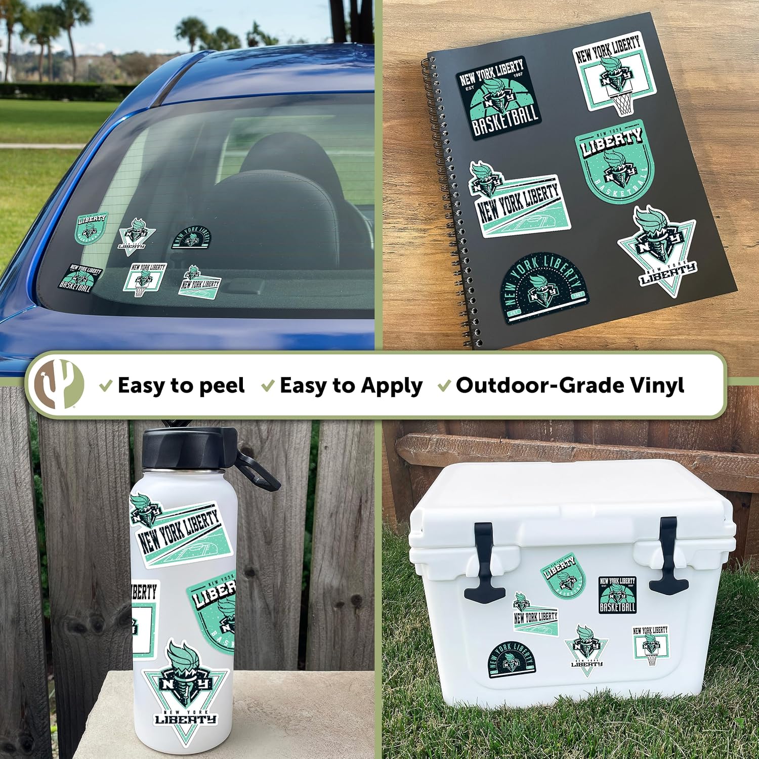 Desert Cactus New York Liberty Sticker WNBA Officially Licensed Sticker Vinyl Decal Laptop Water Bottle Car Scrapbook (Type 2-3)
