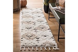 SAFAVIEH Moroccan Tassel Shag Collection Runner Rug - Ivory & Brown