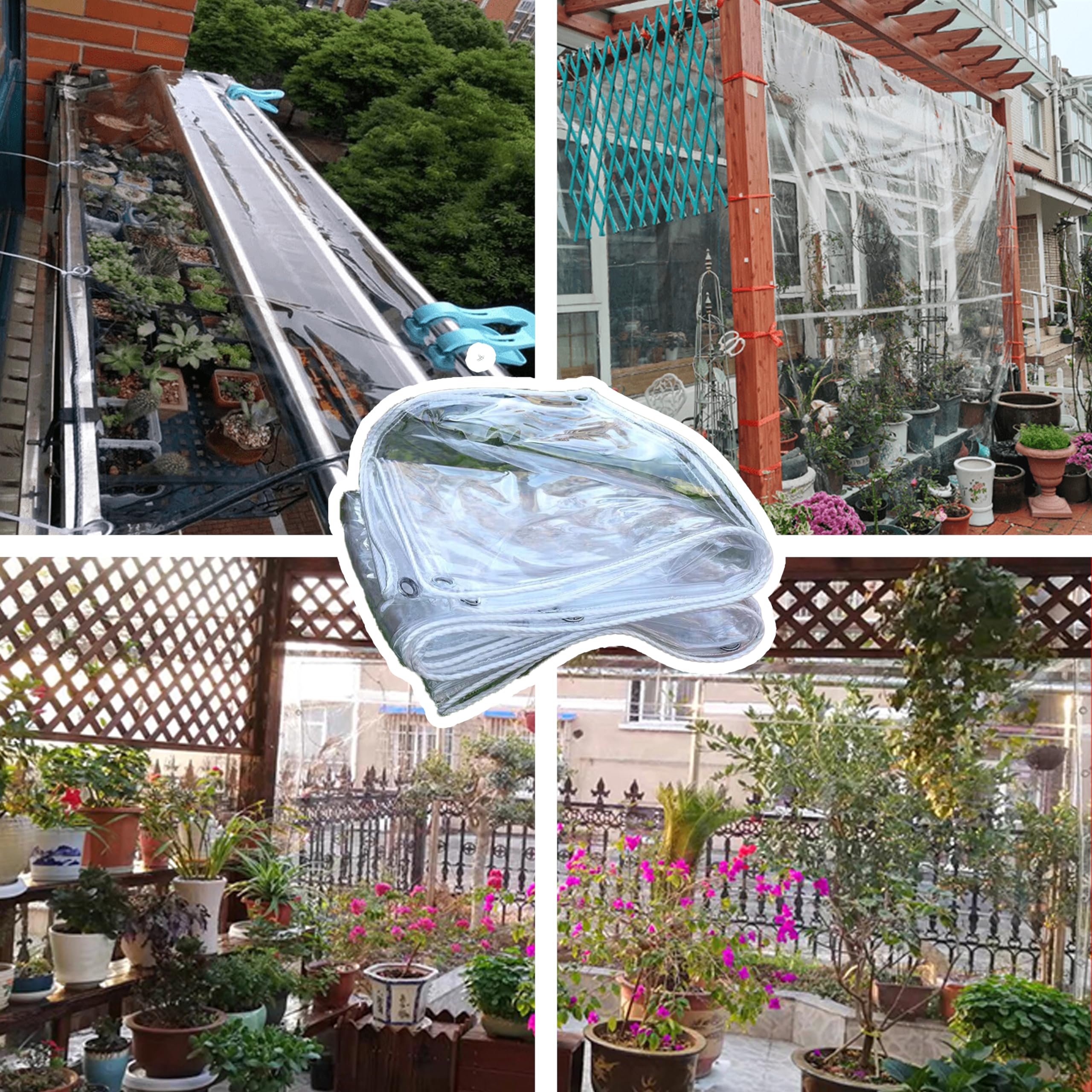 Faltbare Perforierte Transparente Plane, PVC Material Abdeckbare GartenmöBel Pflanzen GewäChshaus Mit Uv-Schutz Und Pflanzenisolierung, Es gibt einen Reißverschluss. (1.5 * 1.5m|400g/m²)