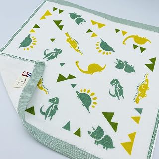 ×KATACHI 今治タオル 片面ガーゼ ハンドタオル きょうりゅう 34cm×35cm 日本製 今治 ガーゼタオル 綿100％ 肌にやさしい 可愛い コットン100％ きょうりゅう柄 幼稚園 保育園 キャンプ
