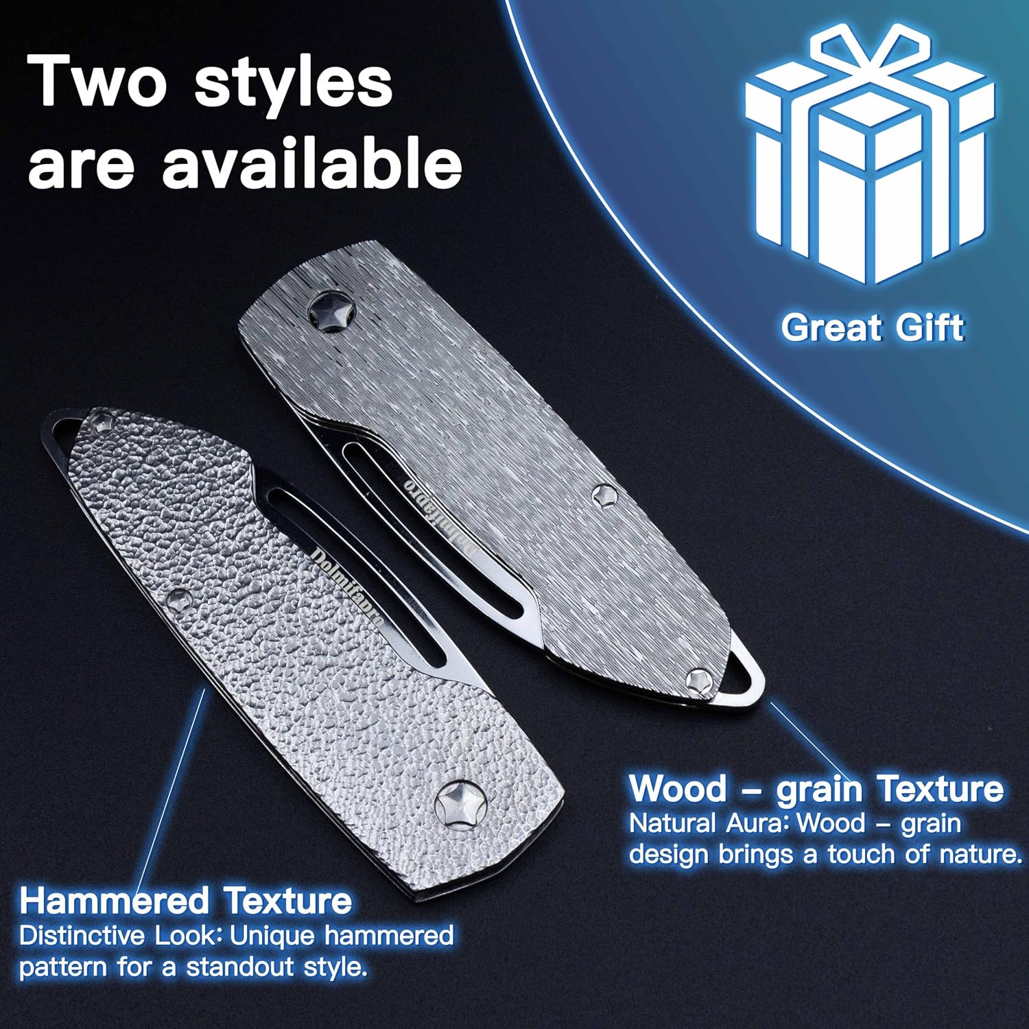 Small Folding Mustache Comb, Metal Beard Comb for men EDC Pocket Mini Portable Fits In Keychain Anti-Static (Hammer Pattern)