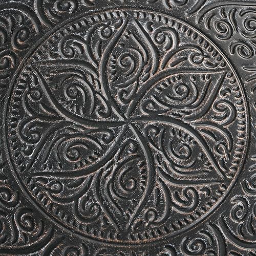 Miniatura 8 de HOMCOM Mesa auxiliar redonda de 24 pulgadas con bandeja martillada, mesa central de metal vintage para sala de estar, dormitorio, mesa auxiliar,