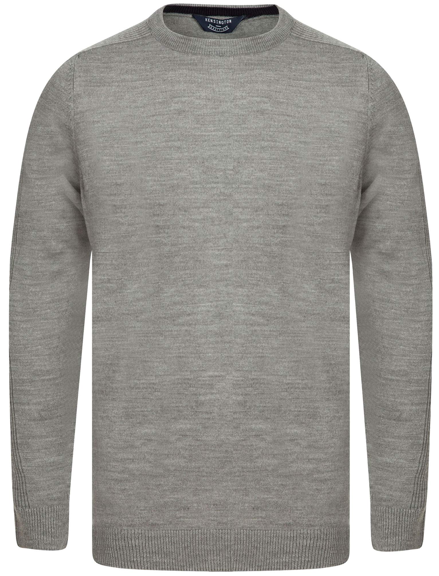 Kensington Eastside Men's Plain Regular Fit Crew Neck Jumper - Mid Grey Marl - XXL