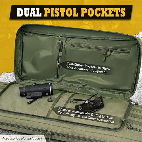 Miniatura 3 de DULCE DOM Funda para rifle doble, bolsa larga acolchada suave para rifles, estuche táctico para almacenamiento para escopetas, tiro, caza, mochila