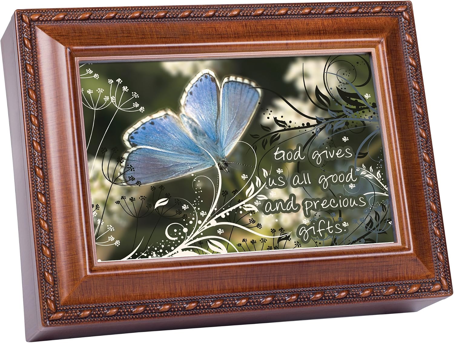 Cottage Garden Precious Gifts Woodgrain Inspirational Traditional Music Box Plays How Great Thou Art