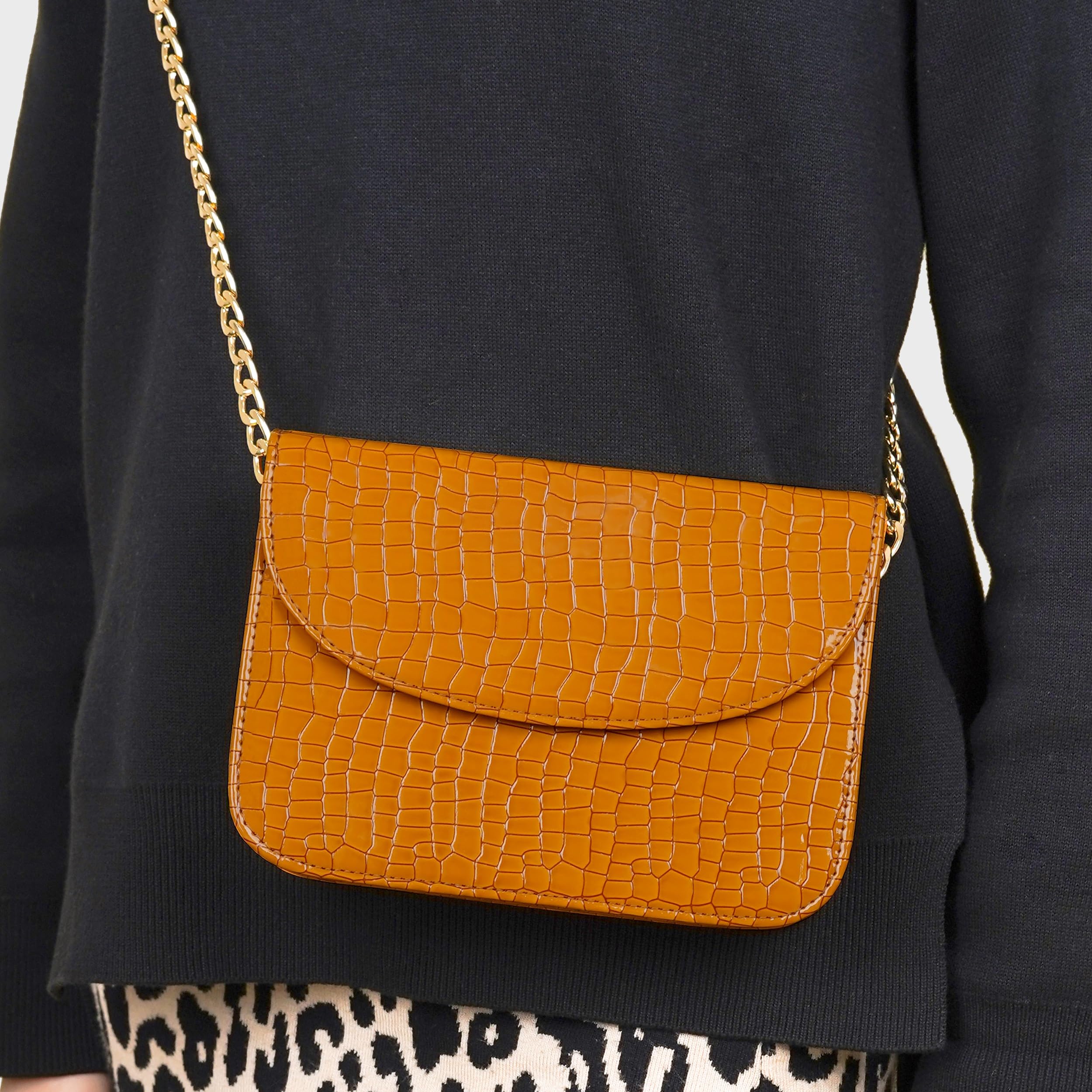 The Wallet Store Premium Brick Style Leather Sling Bag - Yellow