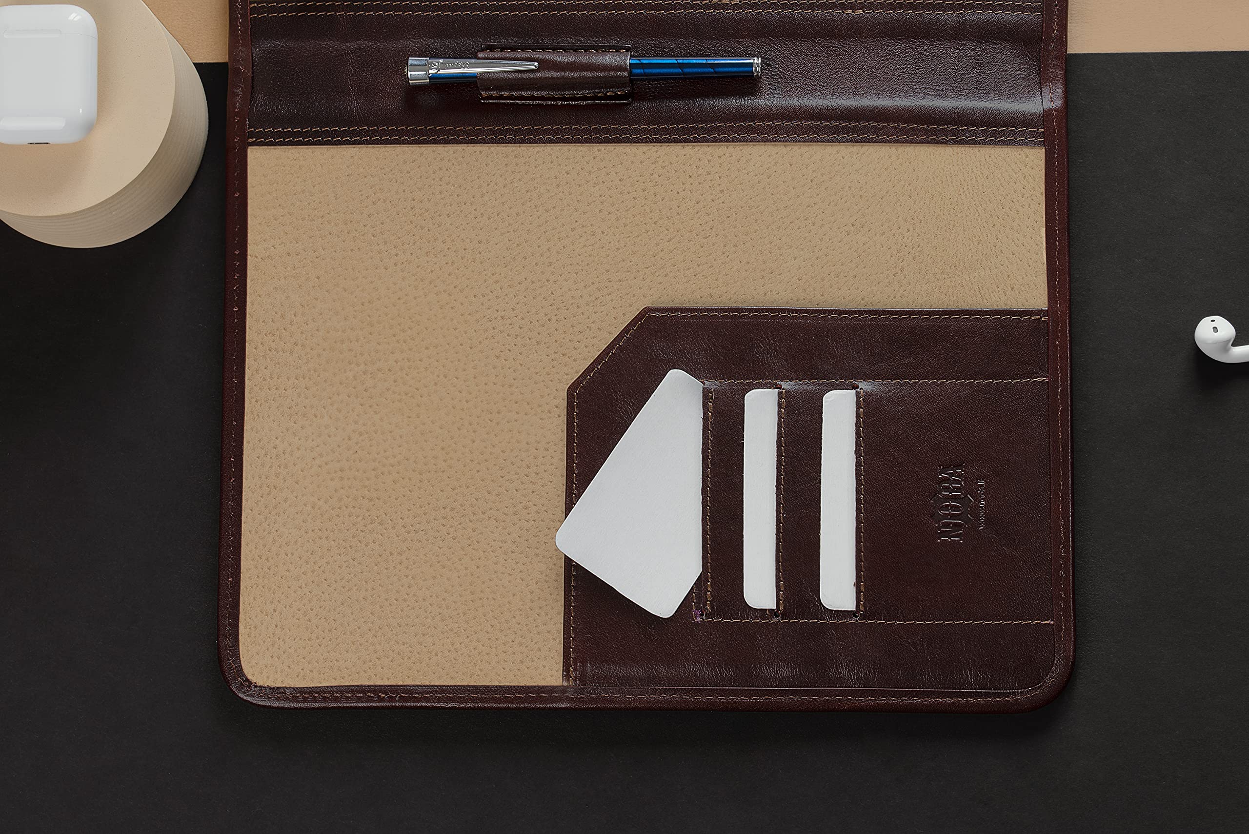 A4 Leder Klemmbrettmappe Braun – Handgefertigte Leder Notizmappe mit Klemme & hochwertige Schreibunterlage – Edle Leder Schreibplatte, A4 Klemmbrett Leder & Dokumentenhalter Leder - Noda