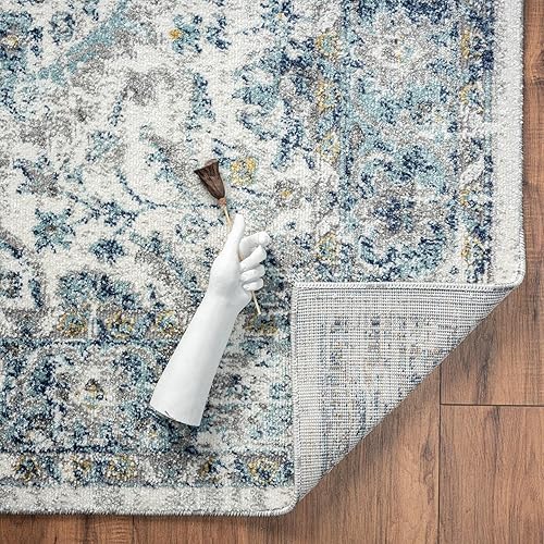 Miniatura 8 de LUXE WEAVERS Euston Collection 8060 - Alfombra oriental moderna color marfil (5 x 7 pulgadas)