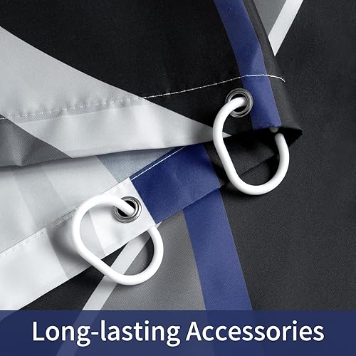 Miniatura 3 de MitoVilla Juego de 4 cortinas de ducha a rayas con alfombras para decoración de baño, juegos de baño gris y blanco con cortina de ducha y alfombras,