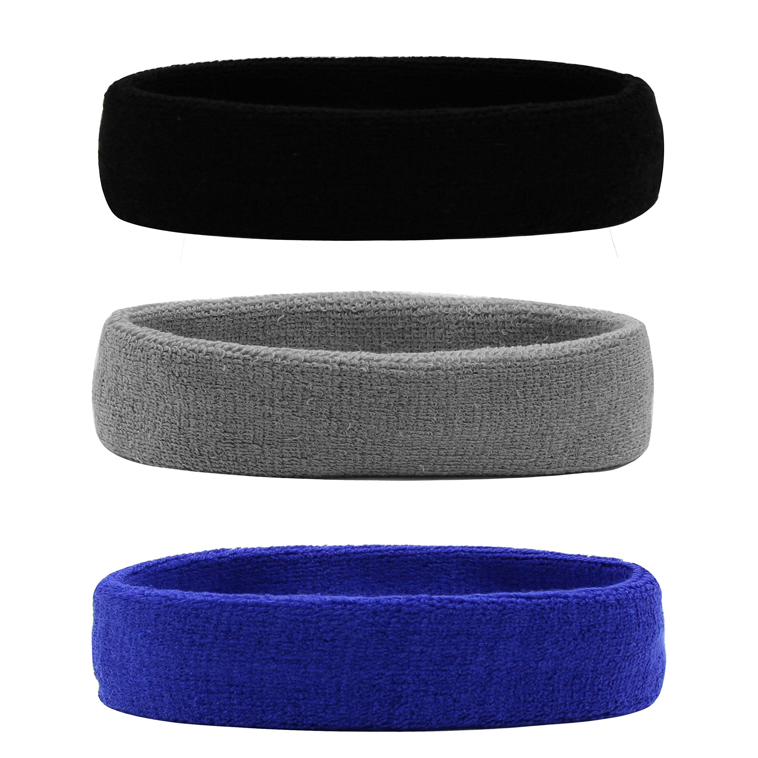 Hanerdun sports headband, women men sweatbands, cotton terry, for running, biking, jogging, tennis, football — image 1