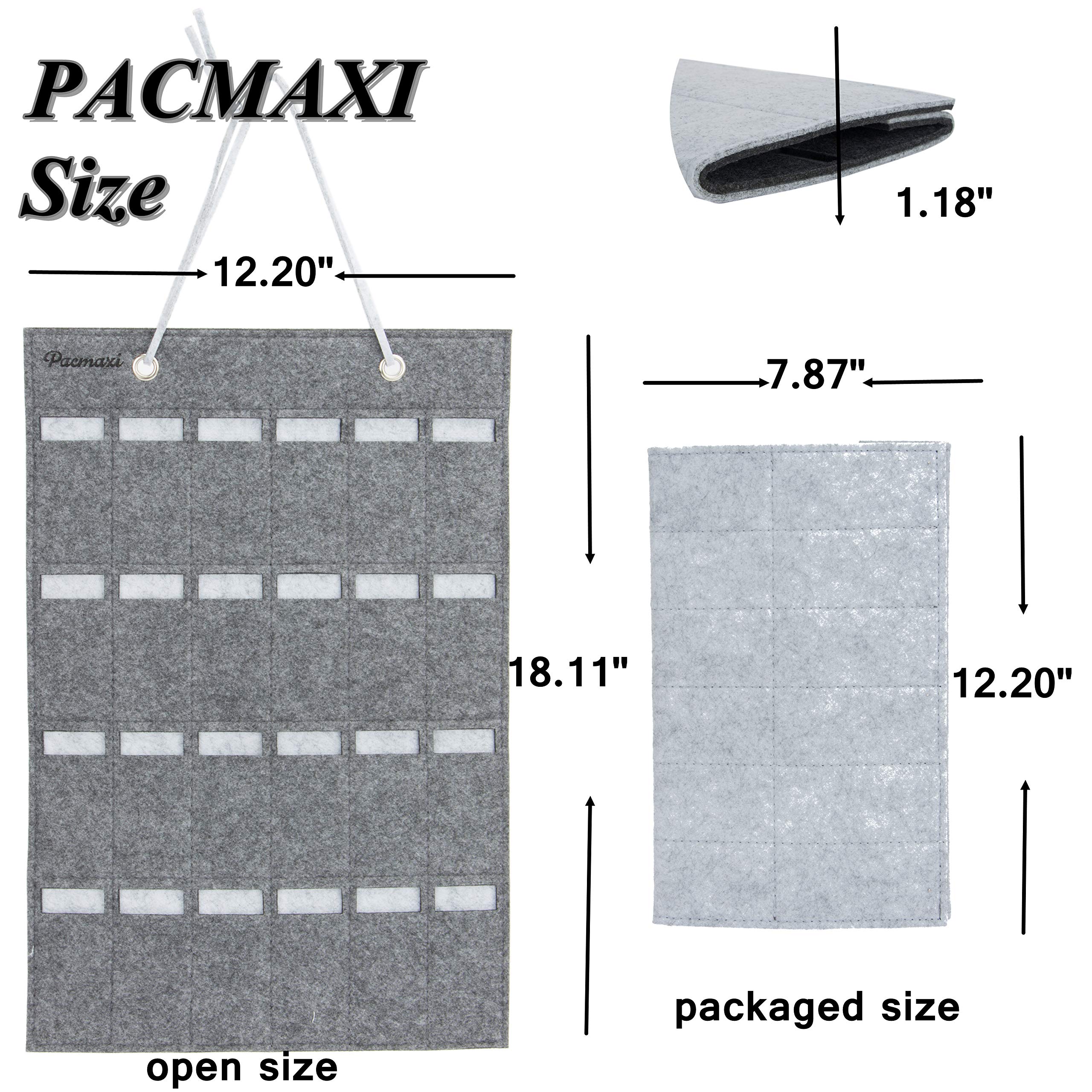 PACMAXI Coffret de rangement pour montres - 24 Fentes - Gris - Montage mural et suspendu - Poids Léger - Feutre - 31 x 46 x 2 cm